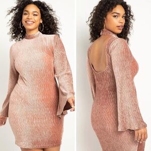 ELOQUII PINK VELVET DRESS
